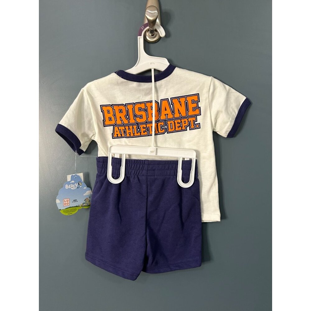 NWT Bluey Toddler Boys 2-Piece Athletic Outfit Set 2T White/Navy Brisbane Print - Picture 5 of 5